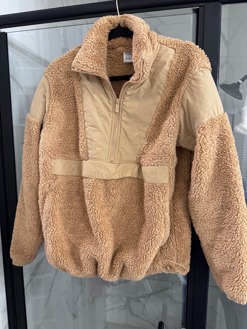 PINK Victoria's Secret Tan Sherpa Half-Zip Pullover